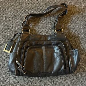 Vintage Tignanello Black Leather Shoulder Bag